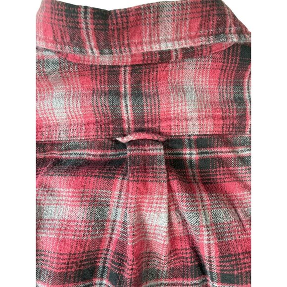 JACHS Heritage Flannel Mens XL Shirt Red Gray Plaid Button Up Long Sleeve Casual - Picture 13 of 13